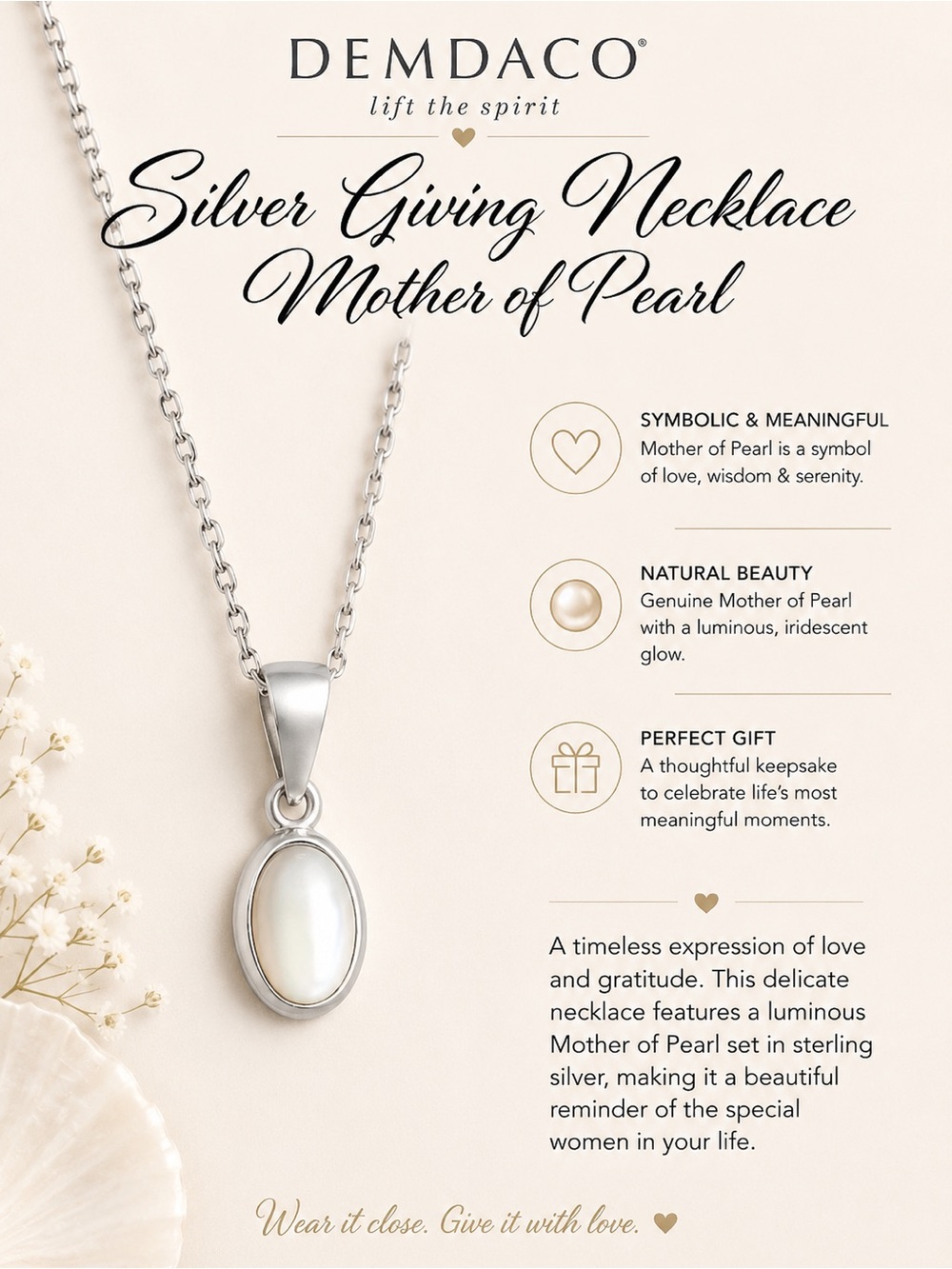 Silver Giving Necklace Mother of Pearl